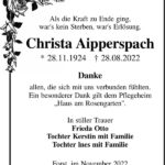 Danksagung Christa Aipperspach