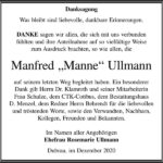 Danksagung Manfred „Manne“ Ullmann