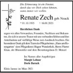 Danksagung Renate Zech, geb. Noack
