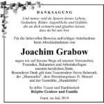 Traueranzeige Joachim Grabow