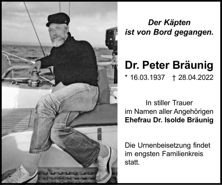 Traueranzeige Dr. Peter Bräunig