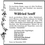 Danksagung Wilfried Senff