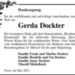 Danksagung Gerda Dockter