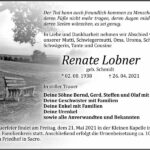 Traueranzeige Renate Lobner, geb. Schmidt