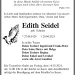 Traueranzeige Edith Seidel, geb. Schulze