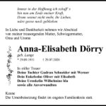 Traueranzeige Anna-Elisabeth Dörry, geb. Lange