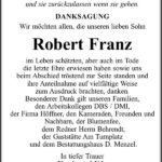 Danksagung Robert Franz