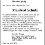 Danksagung Manfred Schulz