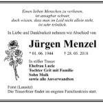 Traueranzeige Jürgen Menzel