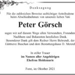 Danksagung Peter Görsch