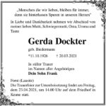 Traueranzeige Gerda Dockter, geb. Biedermann