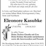 Traueranzeige Eleonore Kasubke, geb. Peschke