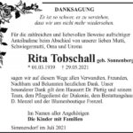 Danksagung Rita Tobschall, geb. Sonnenberg
