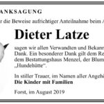 Traueranzeige Dieter Latze
