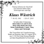 Traueranzeige Klaus Wüstrich