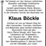 Danksagung Klaus Böckle