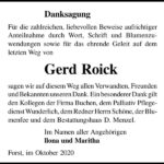Danksagung Gerd Roick