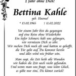Jahresgedenken Bettina Kahle, geb. Haensel