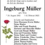 Traueranzeige Ingeburg Müller, geb. Trixa