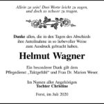 Danksagung Helmut Wagner