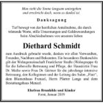 Danksagung Diethard Schmidt