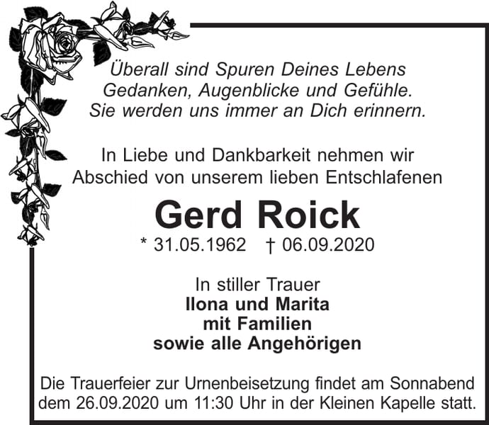 Traueranzeige Gerd Roick