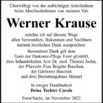 Danksagung Werner Krause