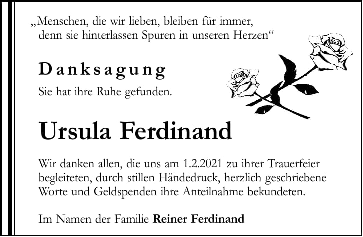 Danksagung Ursula Ferdinand