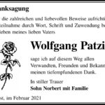 Danksagung Wolfgang Patzig