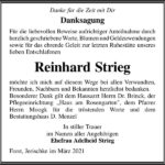 Danksagung Reinhard Strieg