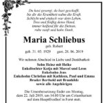 Traueranzeige Maria Schliebus, geb. Robert