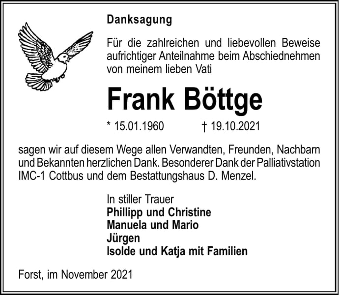 Danksagung Frank Böttge