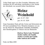 Danksagung Heinz Weinhold