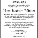 Danksagung Hans-Joachim Pfänder