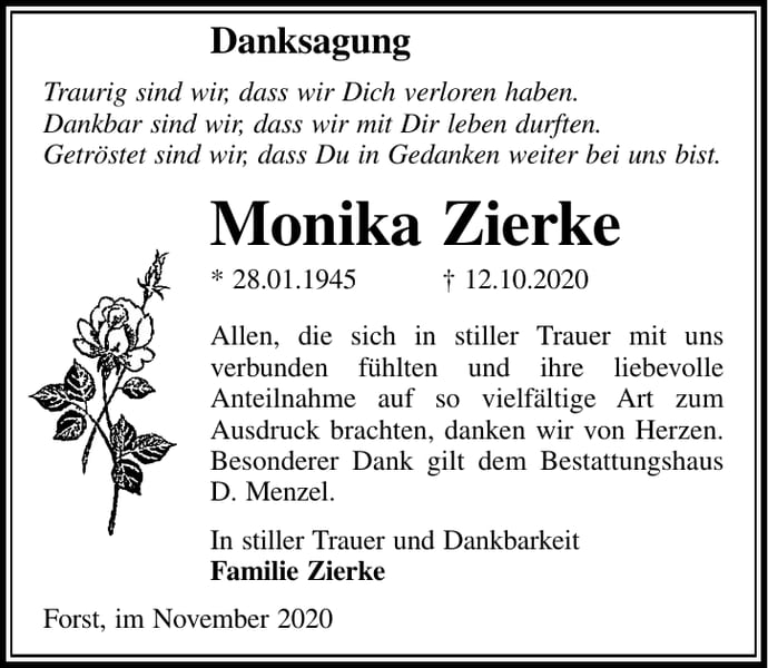 Danksagung Monika Zierke