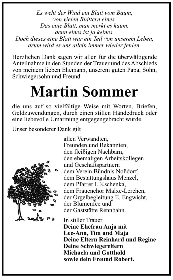 Danksagung Martin Sommer