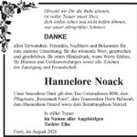 Danksagung Hannelore Noack