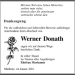 Danksagung Werner Donath