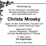 Danksagung Christa Mrosky