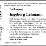 Danksagung Ingeborg Lehmann