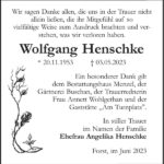 Danksagung Wolfgang Henschke