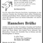 Danksagung Hannelore Brülke