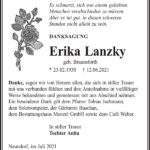 Danksagung Erika Lanzky, geb. Braunsforth