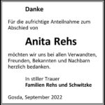 Danksagung Anita Rehs