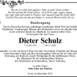 Danksagung Dieter Schulz