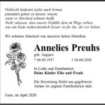Traueranzeige Annelies Preuhs, geb. Geppert