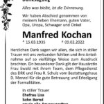 Danksagung Manfred Kochan