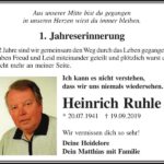 Jahresgedenken Heinrich Ruhle