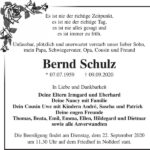 Traueranzeige Bernd Schulz