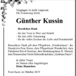 Danksagung Günther Kussin